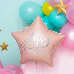 Stjerne Happy Birthday Folieballong Sartrosa
