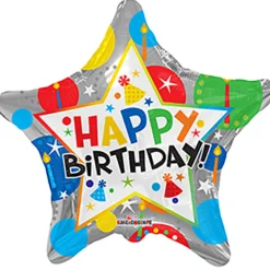 Stjerne Happy Birthday Folieballong