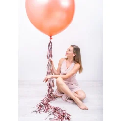 Stor Rund Ballong Metallisk Gullrosa