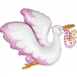 Stork Baby Folieballong Lyserosa