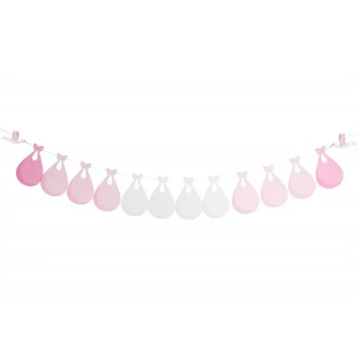 Stork Babyshower Girlander Rosa