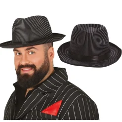 Stripete Gangster Fedora Svart