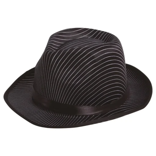 Stripete Gangster Fedora Svart