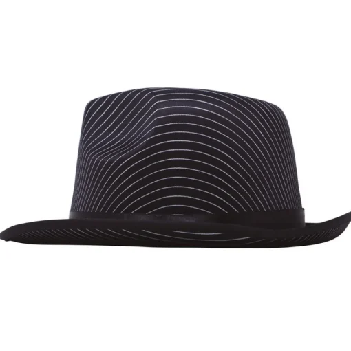 Stripete Gangster Fedora Svart