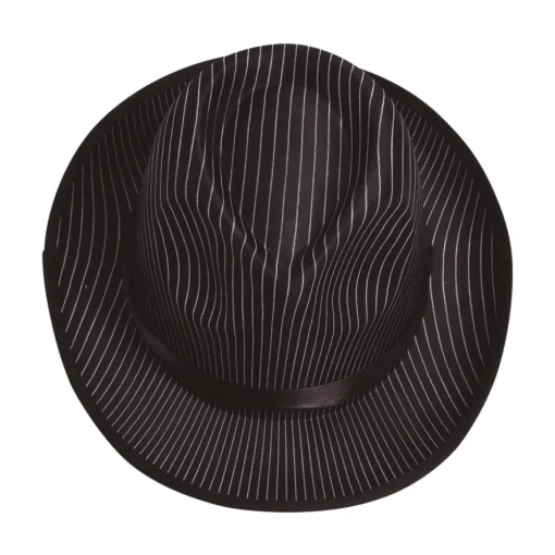 Stripete Gangster Fedora Svart
