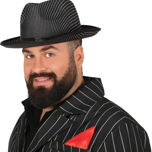 Stripete Gangster Fedora Svart