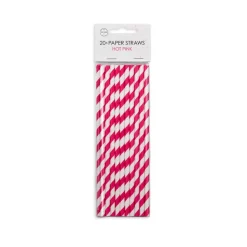 Stripete Papirsugerør Rosa