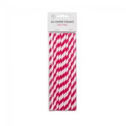 Stripete Papirsugerør Rosa