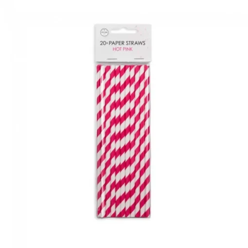 Stripete Papirsugerør Rosa