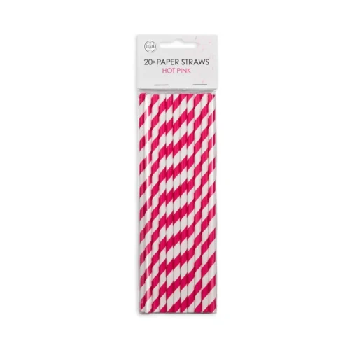 Stripete Papirsugerør Rosa