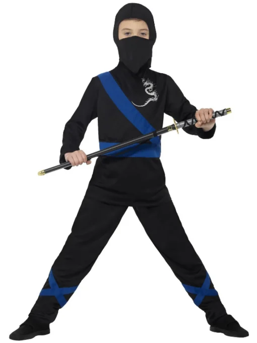 Svart Ninjakriger Barnekostyme