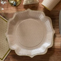 Tallerkener Prikker Beige og Gull