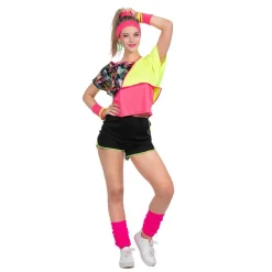 80-talls Aerobics Kostyme Gul og Lyserosa
