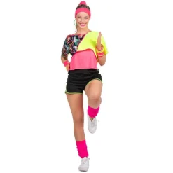 80-talls Aerobics Kostyme Gul og Lyserosa