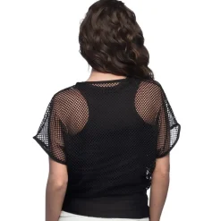90-talls Bluse med Netting Svart