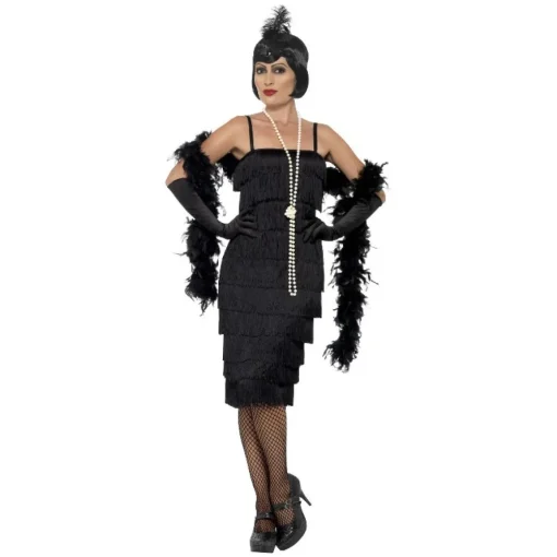 1920-talls Charleston Flapper Kostyme Svart
