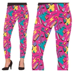 80-talls Geometri Leggings Rosa