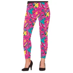 80-talls Geometri Leggings Rosa
