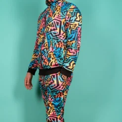 80-talls Geometrisk Sikksakk Treningsdress