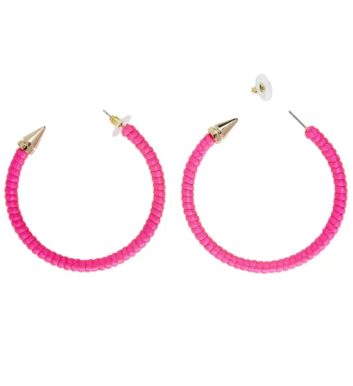 80-talls Hoops Øreringer Neonrosa