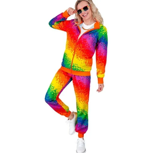 80-talls Pixel Regnbue Treningsdress Kostyme