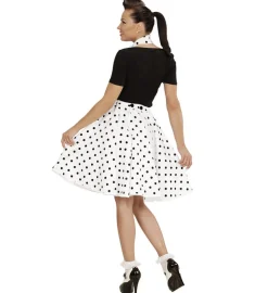 50-talls Polka Skjørt Hvit
