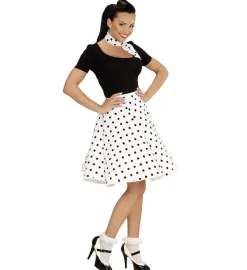50-talls Polka Skjørt Hvit