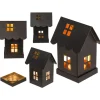 Telysholder Metall Hus Svart