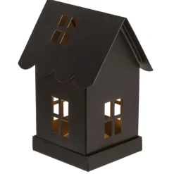Telysholder Metall Hus Svart