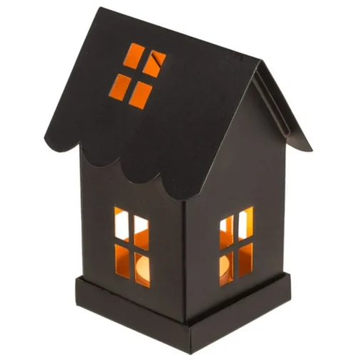 Telysholder Metall Hus Svart