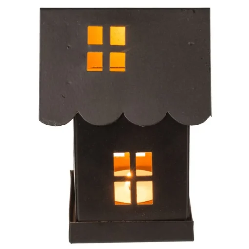 Telysholder Metall Hus Svart