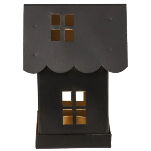 Telysholder Metall Hus Svart