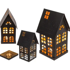 Telysholder Metall Hus Svart