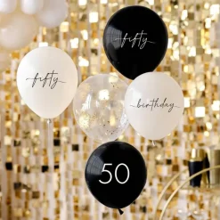 50th Birthday Ballonger Hvit og Svart