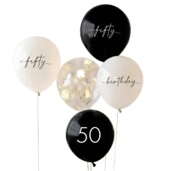 50th Birthday Ballonger Hvit og Svart