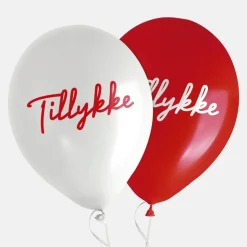 Tillykke Ballonger Rød og Hvit