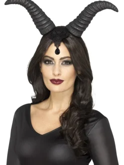 Tradisjonell Demon Horn Hårbøyle Svart