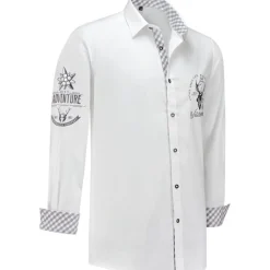 Tyrolerskjorte Brodert Hvit