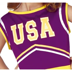 USA Cheerleader Barnekostyme Lilla og Gul