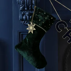 Velur Julesokk Grønn