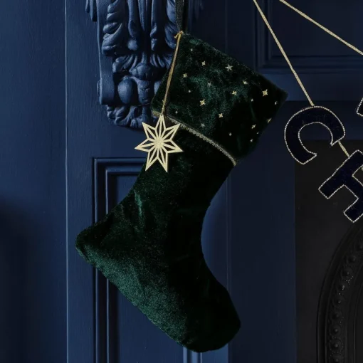 Velur Julesokk Grønn