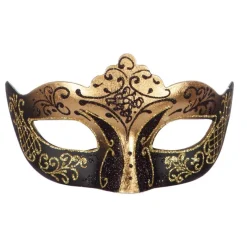 Venedig Glimmer Maske Gull og Svart