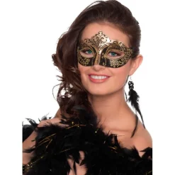 Venedig Glimmer Maske Gull og Svart