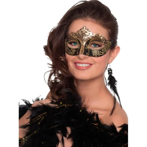 Venedig Glimmer Maske Gull og Svart