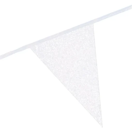 Vimpel Flaggbanner Glitter Hvit