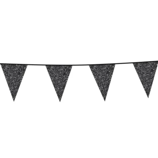 Vimpel Flaggbanner Glitter Svart