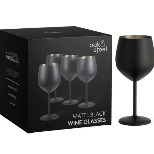 Vinglass Rustfri Stål Matt Svart