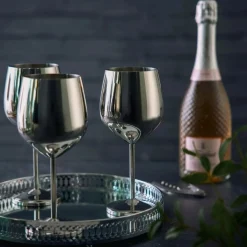 Vinglass Rustfri Stål Sølv
