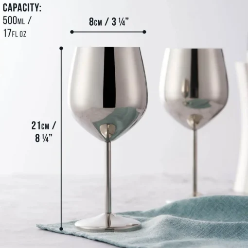 Vinglass Rustfri Stål Sølv